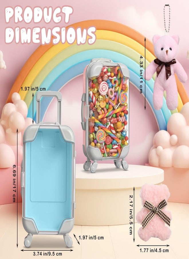 Kenning 36 Pcs Mini Empty Suitcase Storage Box Clear Travel Candy Box Suitcase with Bear Keychain Hairpin for Girls Women Wedding Birthday Bridal Shower Party Favors Travel Gifts (L,Multicolor) - Image 2