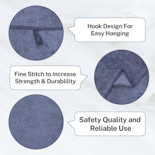 Fezora® Microfiber Weft Knitting Towels for Bath | Towels for Bath Large Size Bath Towel - Soft & Absorbent | 400 GSM | 1 Piece Bath Towel for Men/Women | 70 cms x 140 cms (Dark Grey) - Image 4