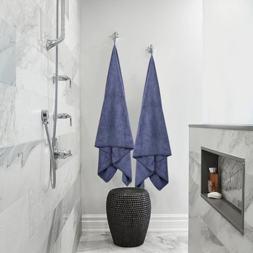 Fezora® Microfiber Weft Knitting Towels for Bath | Towels for Bath Large Size Bath Towel - Soft & Absorbent | 400 GSM | 1 Piece Bath Towel for Men/Women | 70 cms x 140 cms (Dark Grey) - Image 2