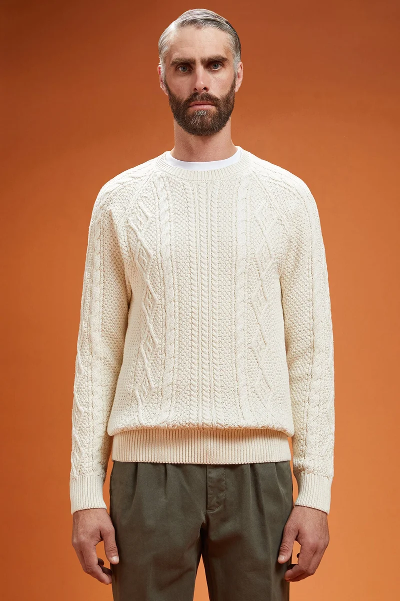 Men's cable knit jumper - Off White
