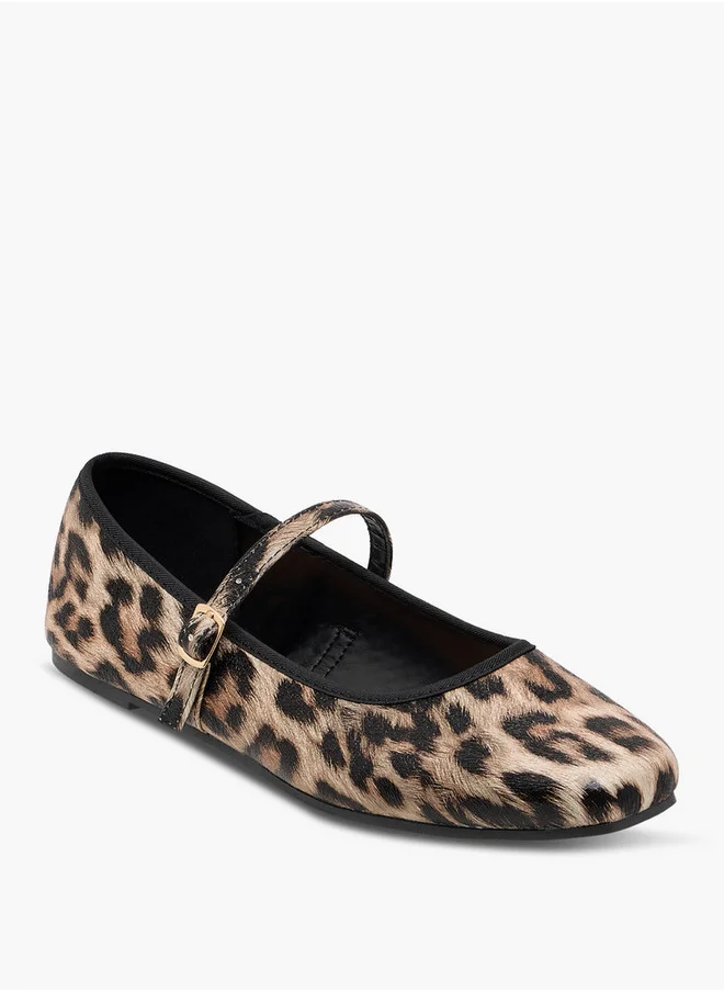 Flora Bella By Shoexpress Women's Animal Print Ballerinas with Buckle Closure