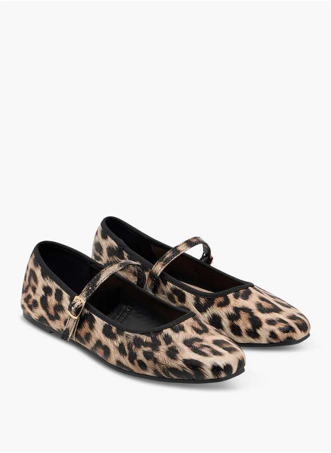 Flora Bella By Shoexpress Women's Animal Print Ballerinas with Buckle Closure