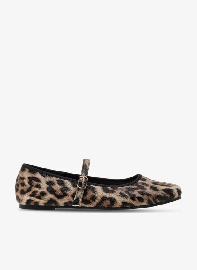 Flora Bella By Shoexpress Women's Animal Print Ballerinas with Buckle Closure
