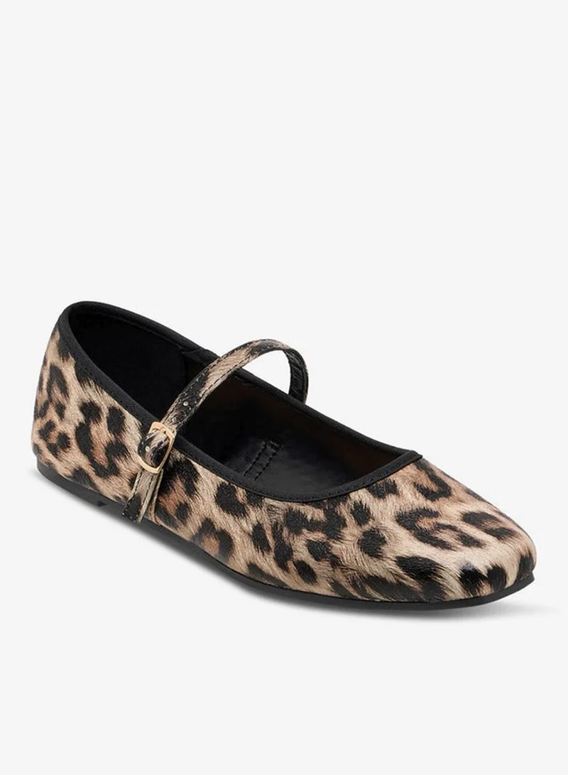 Flora Bella By Shoexpress Women's Animal Print Ballerinas with Buckle Closure