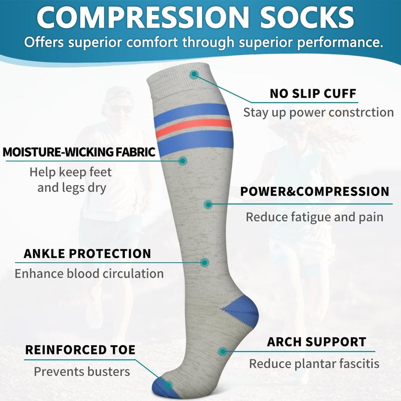 Bluemaple 6 Pack Copper Compression Socks for Women and Men Circulation-Best Support for Medical, Running,Nursing,Athletic - Image 5