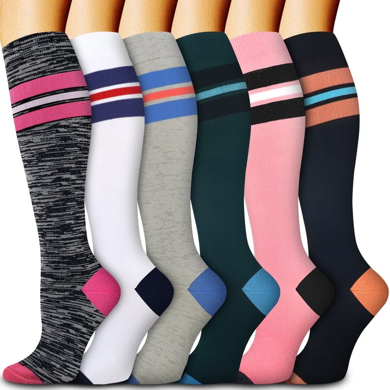Bluemaple 6 Pack Copper Compression Socks for Women and Men Circulation-Best Support for Medical, Running,Nursing,Athletic - Image 1