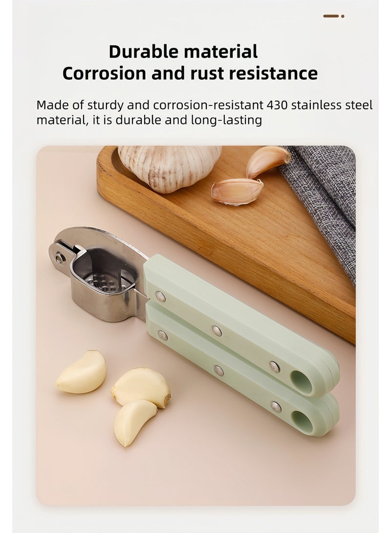 Hand Garlic Grinder,Mini Garlic Chopper,2025 New Hand Press Garlic Chopper,Portable Garlic Crusher,Easy-Squeeze Stainless Steel Garlic Press for Kitchen Daily Use, Garlic Presser - Image 2