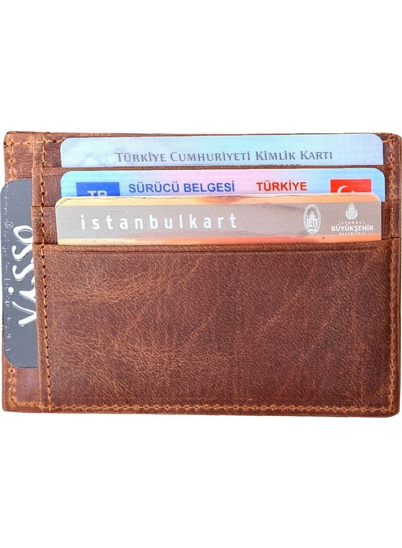 VISSO 606 Genuine Leather Men's and Women's Leather Mini Credit Card Holder Leather Wallet Bag with Personalized Money Compartment - Image 2