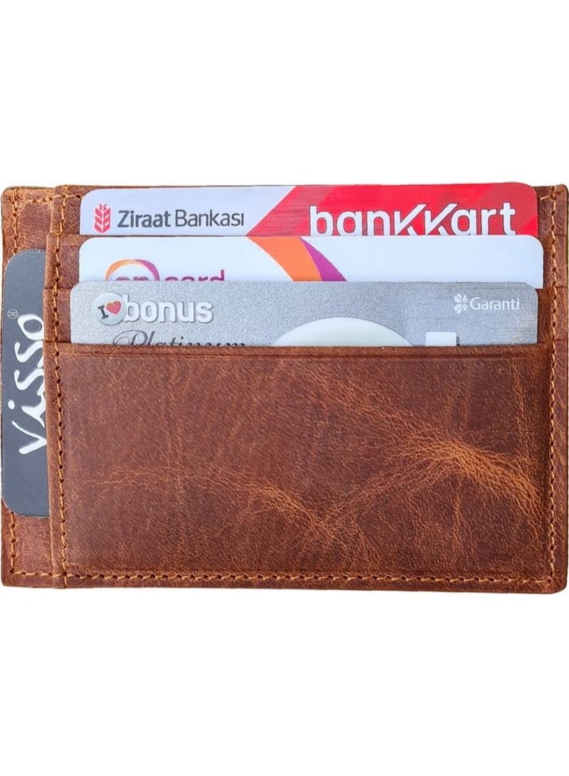 VISSO 606 Genuine Leather Men's and Women's Leather Mini Credit Card Holder Leather Wallet Bag with Personalized Money Compartment - Image 1