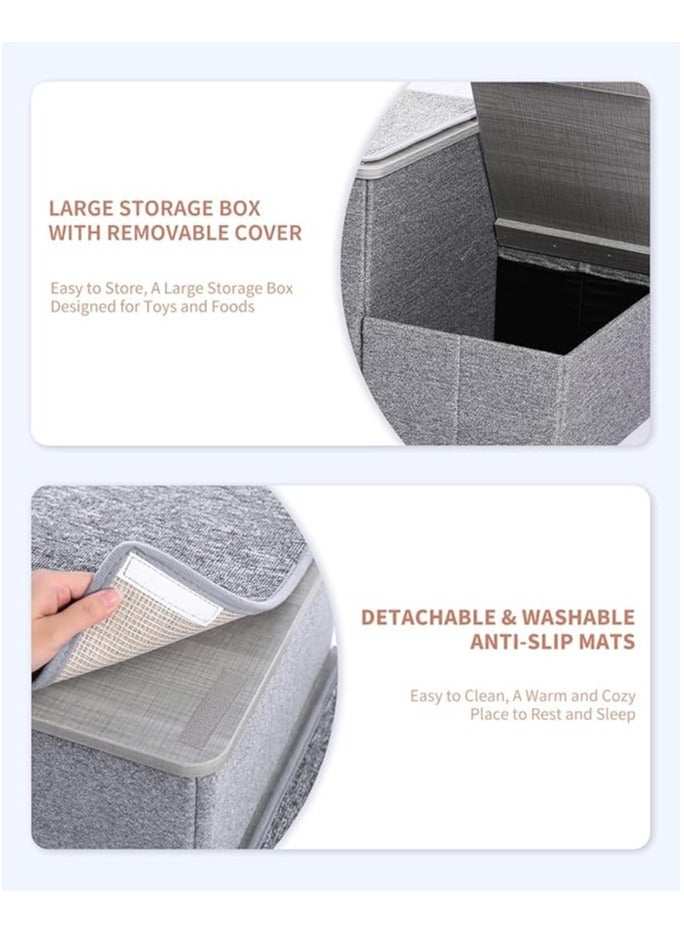 اليسا سلالم القطط للسرير، سلالم للكلاب الأليفة بخطوات جرو للقطط القديمة، مقعد للكلاب الصغيرة مع مساحة تخزين، سلالم للكلاب لأريكة أسرة عالية، مجثم سرير قابل للطي لنافذة الأريكة - Image 4