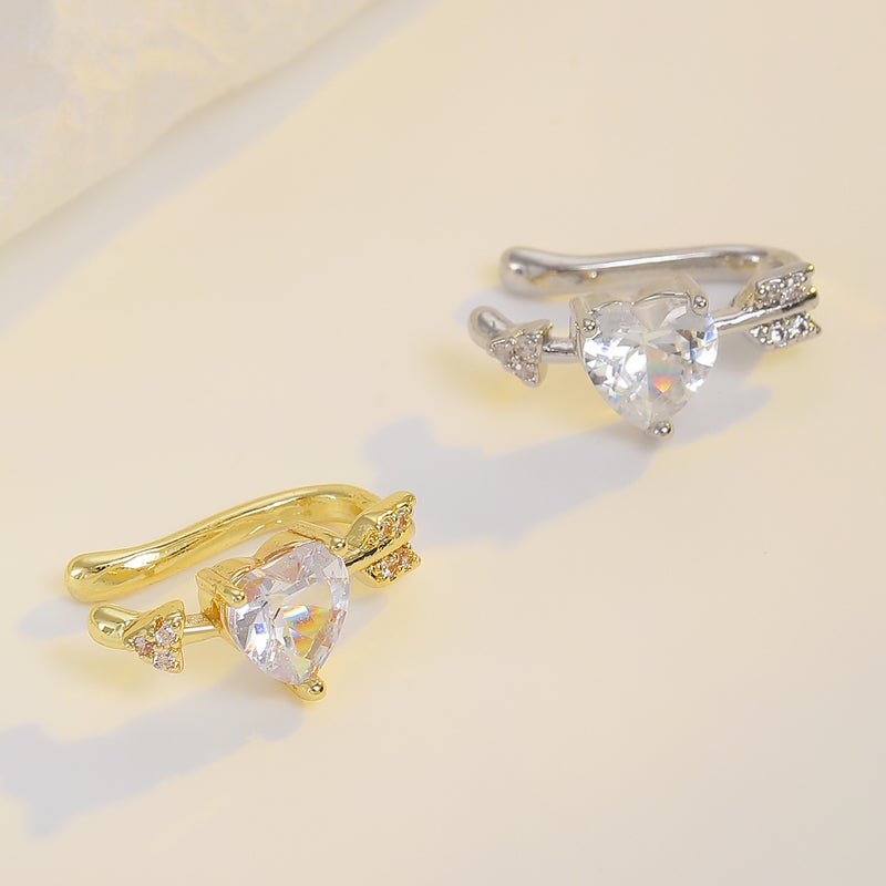 ofeankri Elegant Heart-Shaped Ear Clip Earrings for Women - No Piercing Required, Zircon Accents - Image 3
