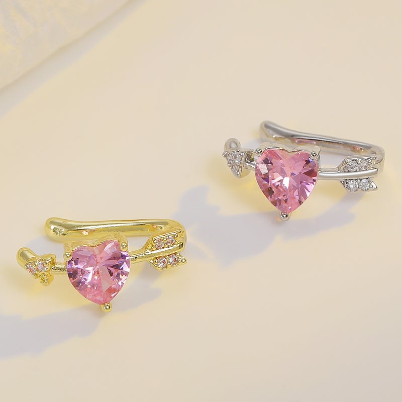 ofeankri Elegant Heart-Shaped Ear Clip Earrings for Women - No Piercing Required, Zircon Accents - Image 4
