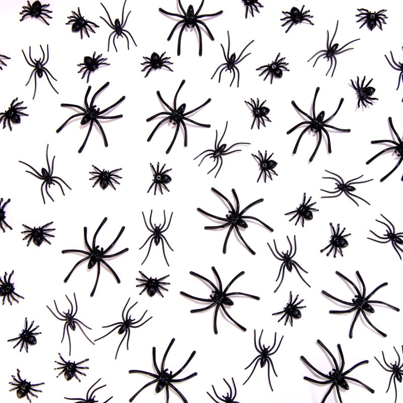 JIALWEN 120 Pieces Realistic Plastic Spiders 3 Sizes Small Spider Toys Black Fake Spiders Halloween Prank Props for Halloween Home Party Decorations - Image 3