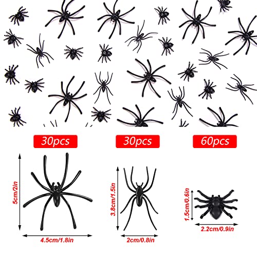 JIALWEN 120 Pieces Realistic Plastic Spiders 3 Sizes Small Spider Toys Black Fake Spiders Halloween Prank Props for Halloween Home Party Decorations - Image 5