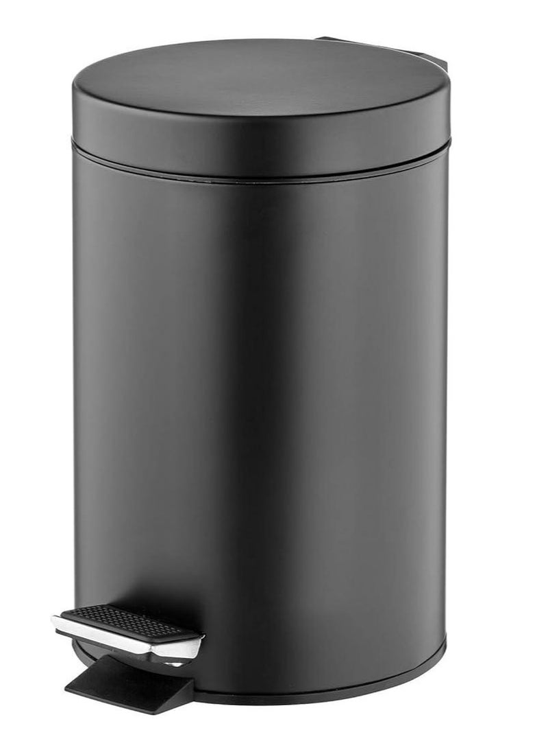 Floret Circular Shaped Premium Stainless Steel Pedal Bin Black 7 L  - Image 1