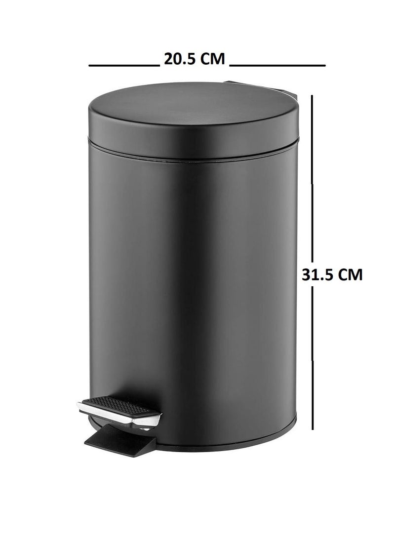 Floret Circular Shaped Premium Stainless Steel Pedal Bin Black 7 L  - Image 2