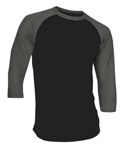 DREAM USA Men's Casual 3/4 Sleeve Baseball Tshirt Raglan Jersey Shirt Black/C Gray Medium - Image 1