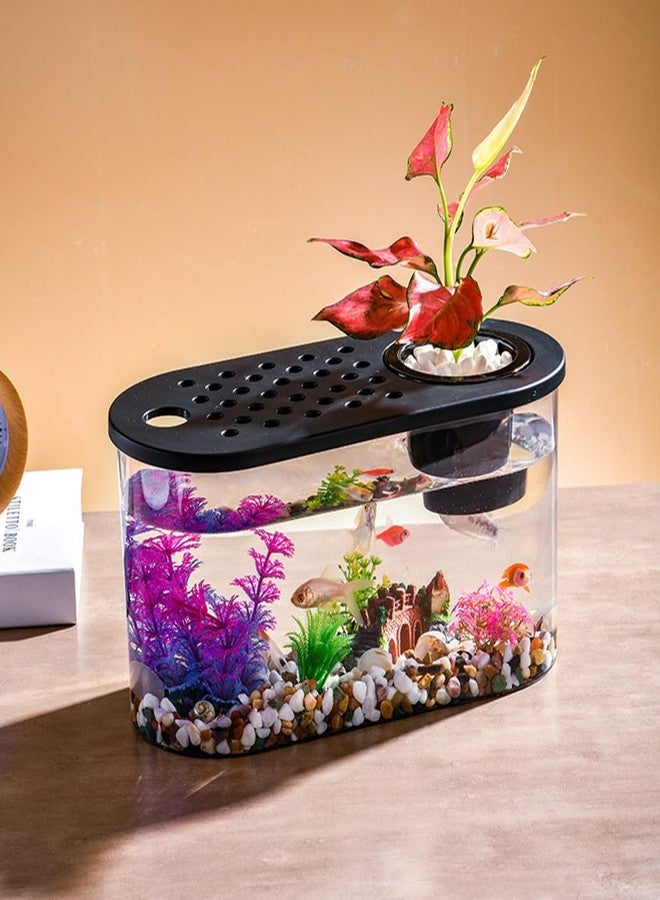 HIERYAN Small Turtle Tank Kit, Reptile Aquarium with Basking Platform, Decor Stones & Water Grass - Habitat for Turtles, Hermit Crabs, Fish - Ideal for Home or Office (12" x 6" x 12") - Image 4