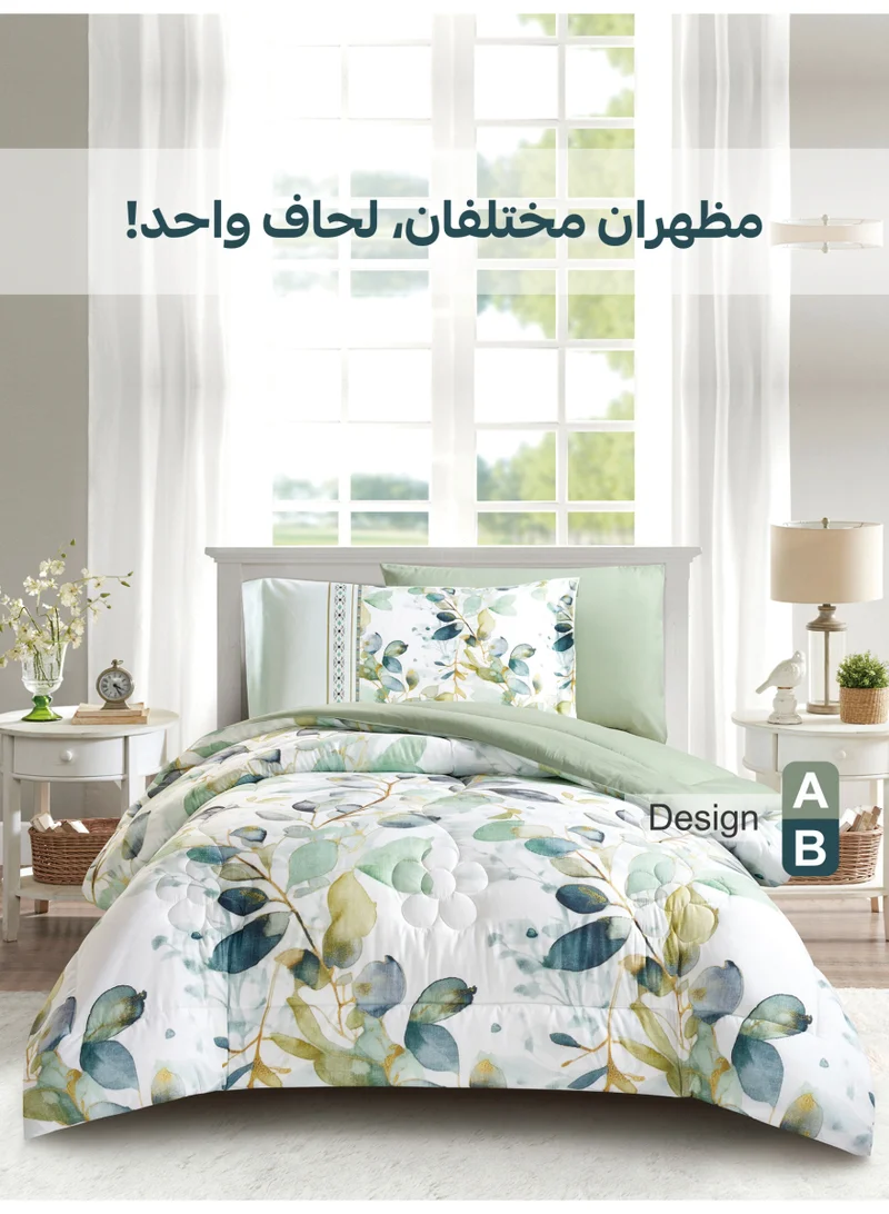 Donetella Bedding Comforter Set, twin Size Fits 120x200 cm - 4-Pcs Digital Print Quilted Bed Set, Microfiber Fabric - 1 Comforter, 1 Fitted Sheet, 1 Pillow Shams, 1 Pillowcases.