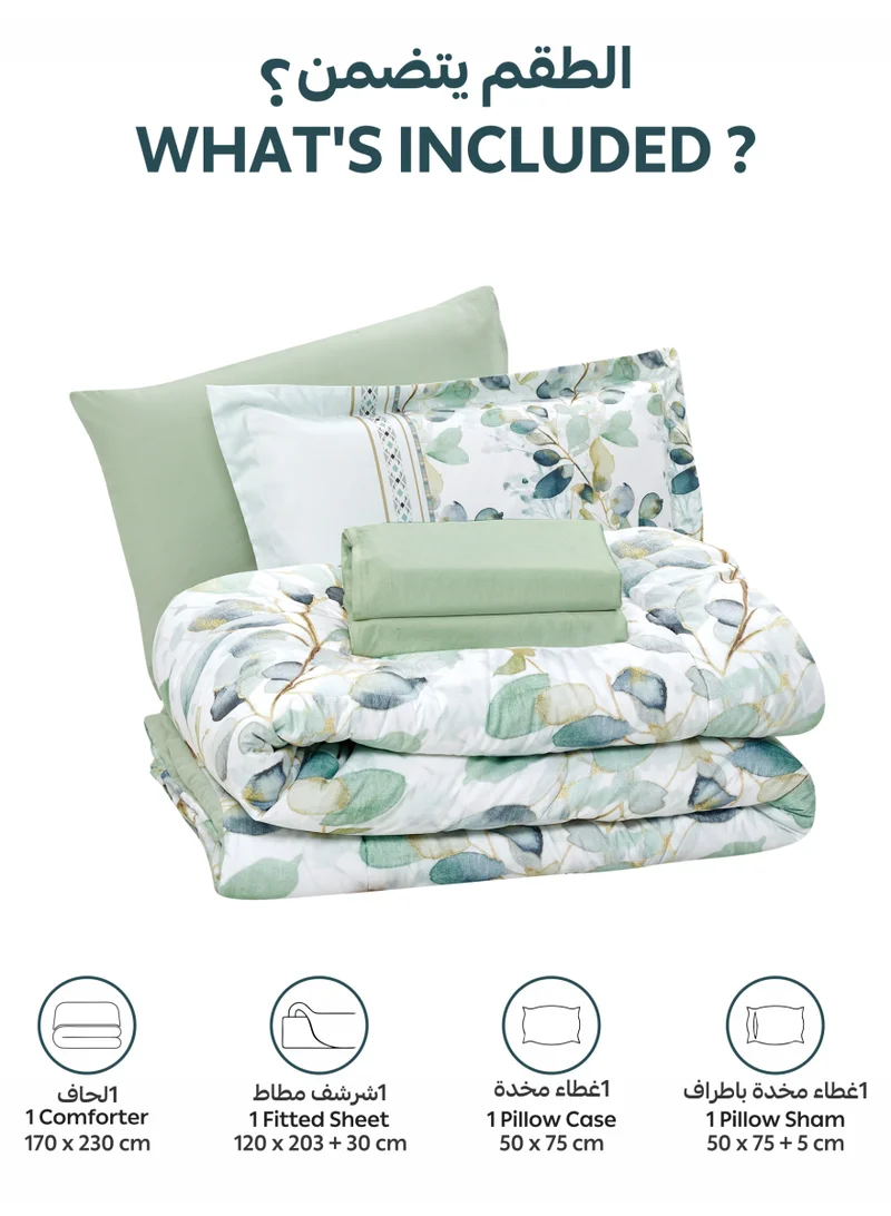 Donetella Bedding Comforter Set, twin Size Fits 120x200 cm - 4-Pcs Digital Print Quilted Bed Set, Microfiber Fabric - 1 Comforter, 1 Fitted Sheet, 1 Pillow Shams, 1 Pillowcases.