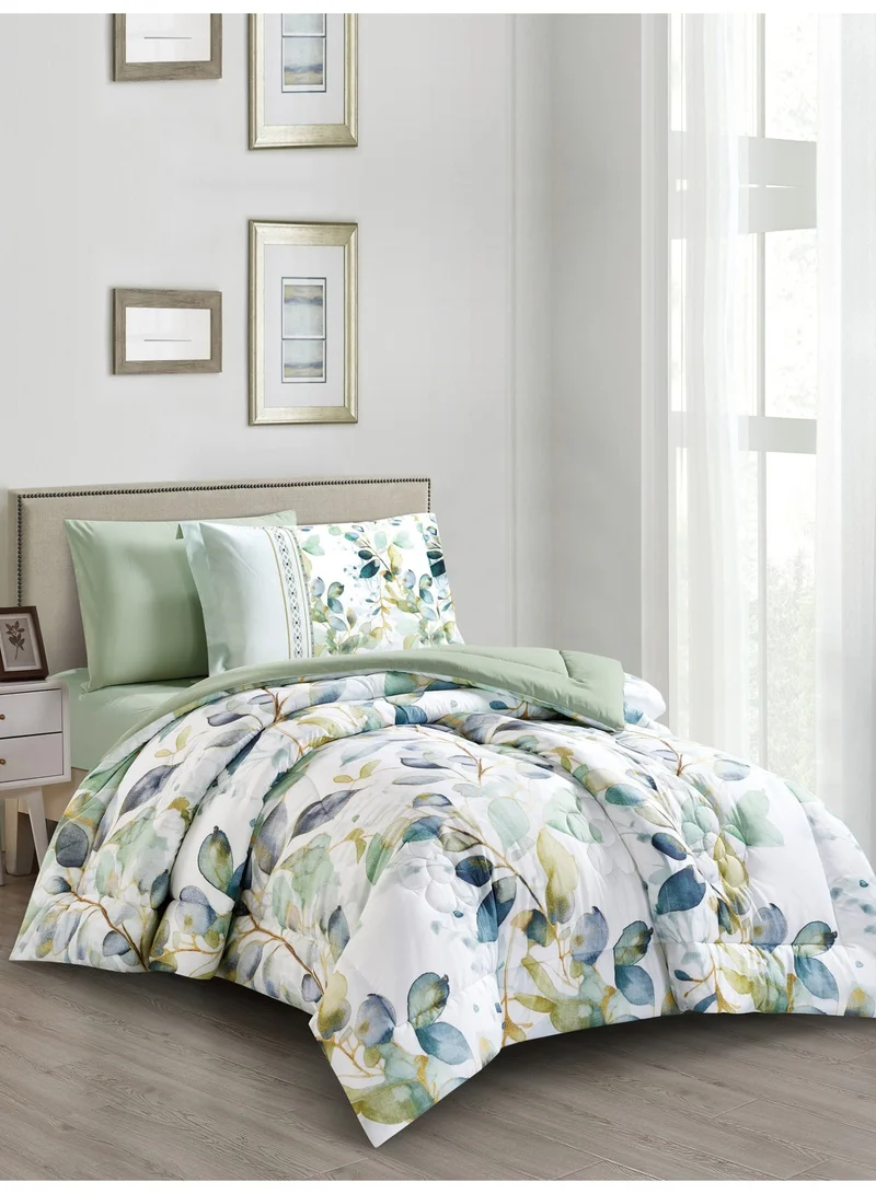 Donetella Bedding Comforter Set, twin Size Fits 120x200 cm - 4-Pcs Digital Print Quilted Bed Set, Microfiber Fabric - 1 Comforter, 1 Fitted Sheet, 1 Pillow Shams, 1 Pillowcases.