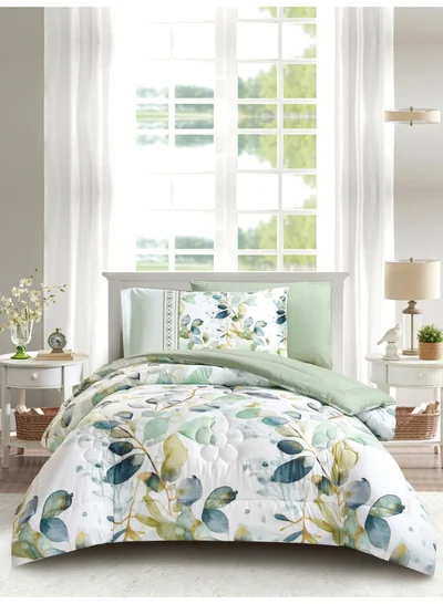 Donetella Bedding Comforter Set, twin Size Fits 120x200 cm - 4-Pcs Digital Print Quilted Bed Set, Microfiber Fabric - 1 Comforter, 1 Fitted Sheet, 1 Pillow Shams, 1 Pillowcases.