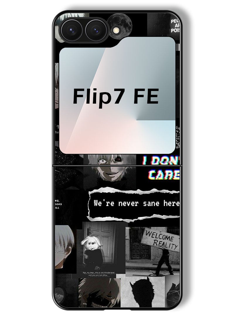 Theodor Case Compatible with Samsung Galaxy Z Flip 7 FE 6.7 Inch Protection Shockproof Bumper Cover We're Never Sane Here - Image 1