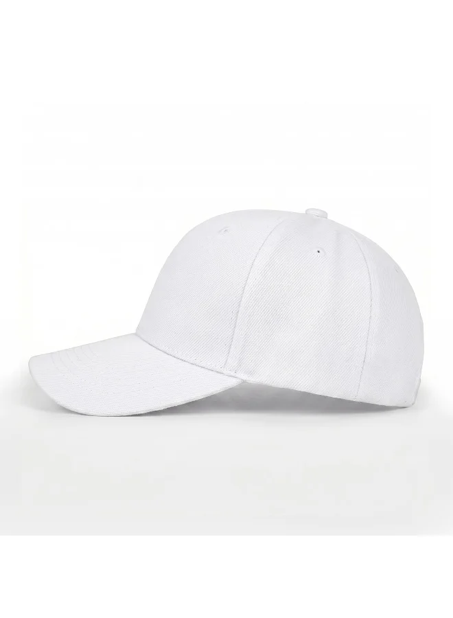 Mobcos Mobcos 100% Cotton Adjustable Baseball Cap White Unisex Dad Hat for Running, Sports & Outdoor Activities