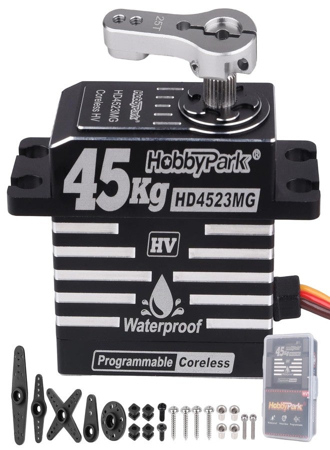Hobbypark محرك سيرفو هوبى بارك مقاوم للماء 45 كجم بدون قلب 8.4 فولت سيرفو عالي العزم سيرفو تروس معدنية كاملة قابل للبرمجة لسيارات التحكم عن بعد 1/8 1/10 سيارات الزحف شاحنات التحكم عن بعد سيارات الباجي التحكم الروبوتي بزاوية 180° 2BB - Image 1