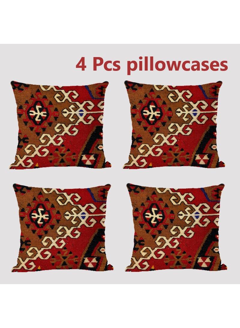 4 قطعة البوهيمي وسادة القضية الوطنية الكتان القضية متعددة الألوان 45x45cm بدون وسادة - Image 1
