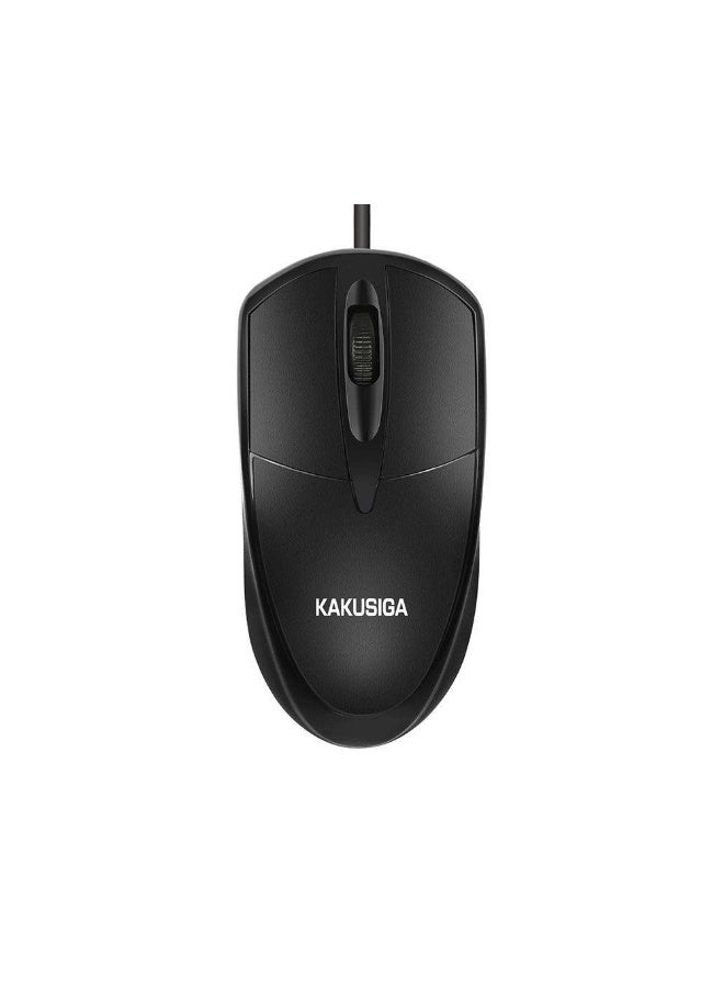 كاكوسيجا ماوس KAKUSIGA KSC-355 سلكي بصري USB بدقة 1500 نقطة في البوصة، تصميم مريح، عجلة تمرير مانعة للانزلاق، سهل الاستخدام، متوافق مع أجهزة الكمبيوتر المحمولة والمكتبية، لون أسود - Image 1