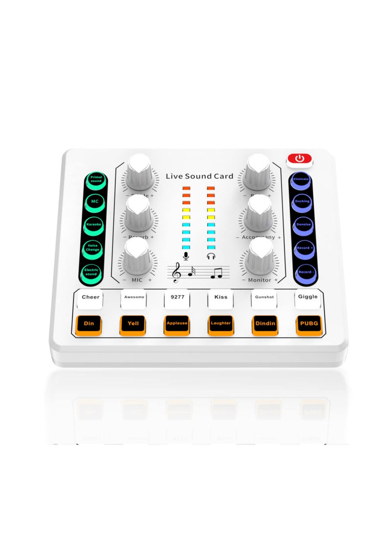 SOLARAE Live Sound Card, Mini Audio Mixer Board for PC Computer Phone, Voice Changer Sound Card Fit for PS4, Xbox, Switch, DJ Mixer, Podcast for Music Recording Karaoke Singing Broadcast, Recording Card - Image 1