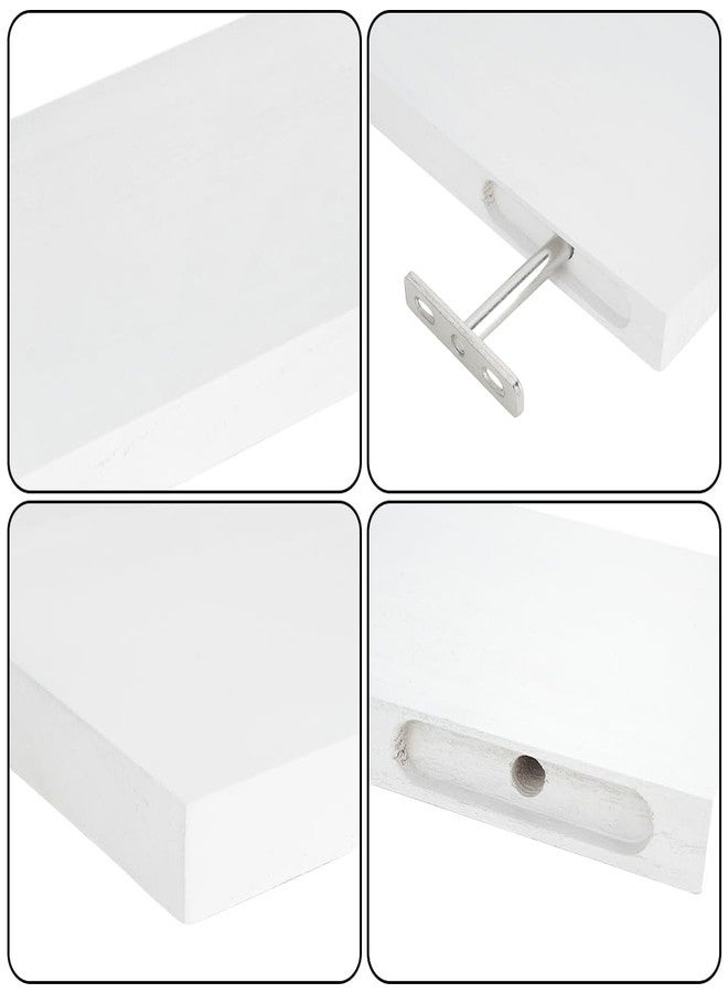 DSIOHFEI Floating Shelves for Wall, 16*6*1inch Wood Wall Mounted Shelves for Room Decor, Repisas Flotantes for Book Bathroom Bedroom Storage, Renter Friendly Shelves with Invisible Brackets (White) - Image 4