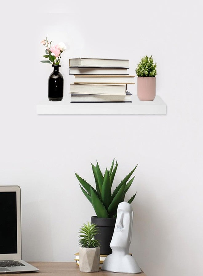 DSIOHFEI Floating Shelves for Wall, 16*6*1inch Wood Wall Mounted Shelves for Room Decor, Repisas Flotantes for Book Bathroom Bedroom Storage, Renter Friendly Shelves with Invisible Brackets (White) - Image 2