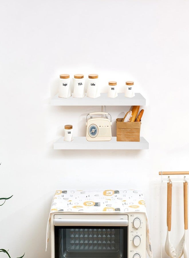 DSIOHFEI Floating Shelves for Wall, 16*6*1inch Wood Wall Mounted Shelves for Room Decor, Repisas Flotantes for Book Bathroom Bedroom Storage, Renter Friendly Shelves with Invisible Brackets (White) - Image 5