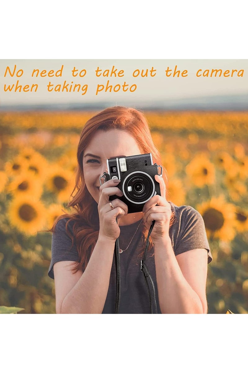 PU Leather Camera Case Compatible with Fujifilm Instax Mini 40 Instant Film Camera w/Adjustable Shoulder Strap Bag Protective Cover (Black)  - Image 5