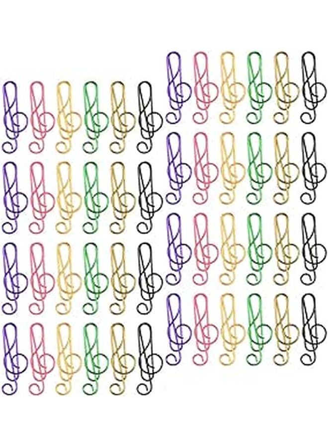 مشابك ورق معدنية صغيرة على شكل نوتة موسيقية 100 قطعة ملونة لمستلزمات المكتب والمدرسة - Image 1