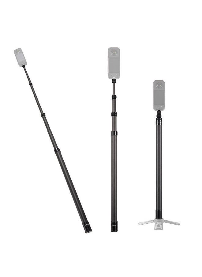Andoer 2.1 Meters/82.6 Inches Portable Selfie Stick Telescoping Selfie Stand Carbon Fiber 3 Sections with 1/4in Screw Compatible with INSTA360 X2/X3