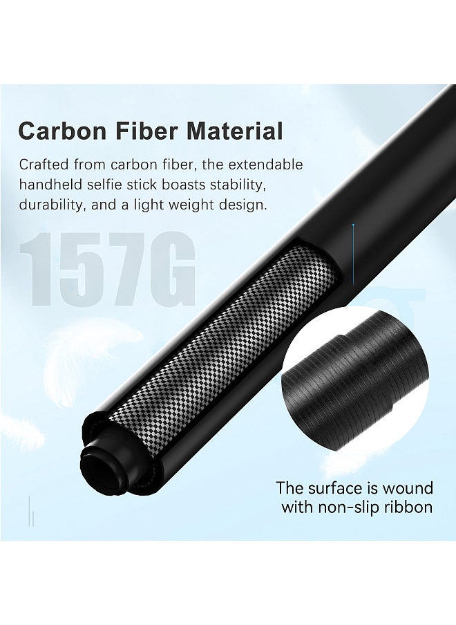 Andoer 2.1 Meters/82.6 Inches Portable Selfie Stick Telescoping Selfie Stand Carbon Fiber 3 Sections with 1/4in Screw Compatible with INSTA360 X2/X3