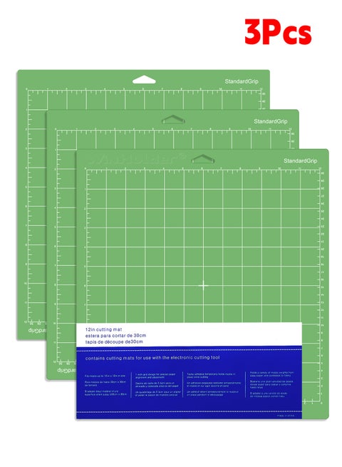 3Pcs Standard Adhesive Grip Cutting Mats for Cricut, 12x12 inch for Vinyl Maker and Explore Cutting Machines, Sticky Non-Slip Durable Craft Mat, Replacement Accessories for Cutting Machine