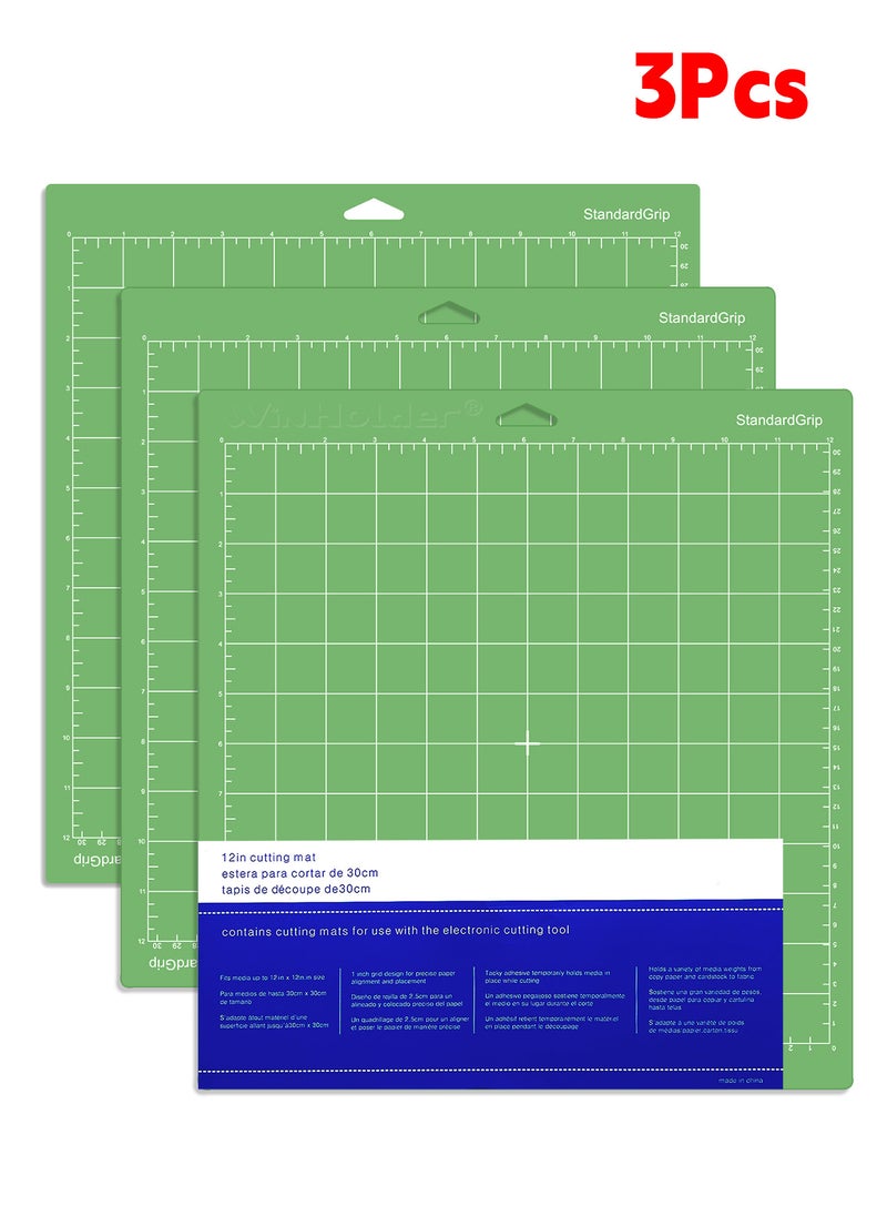 Generic 3Pcs Standard Adhesive Grip Cutting Mats for Cricut, 12x12 inch for Vinyl Maker and Explore Cutting Machines, Sticky Non-Slip Durable Craft Mat, Replacement Accessories for Cutting Machine  - Image 1