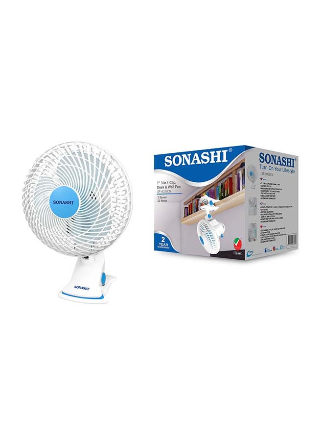SONASHI 3 in 1 Clip, Desk, Wall Fan | Portable Fan with 2-Speed Setting | Quiet Clip-On Table Fan with Oscillating & Tilt Design | Rotatable Wall Mount Mini Fan for Office, Home, Travel | Strong Airflow Desk Fan for Personal Use SF-8009C White - Image 2