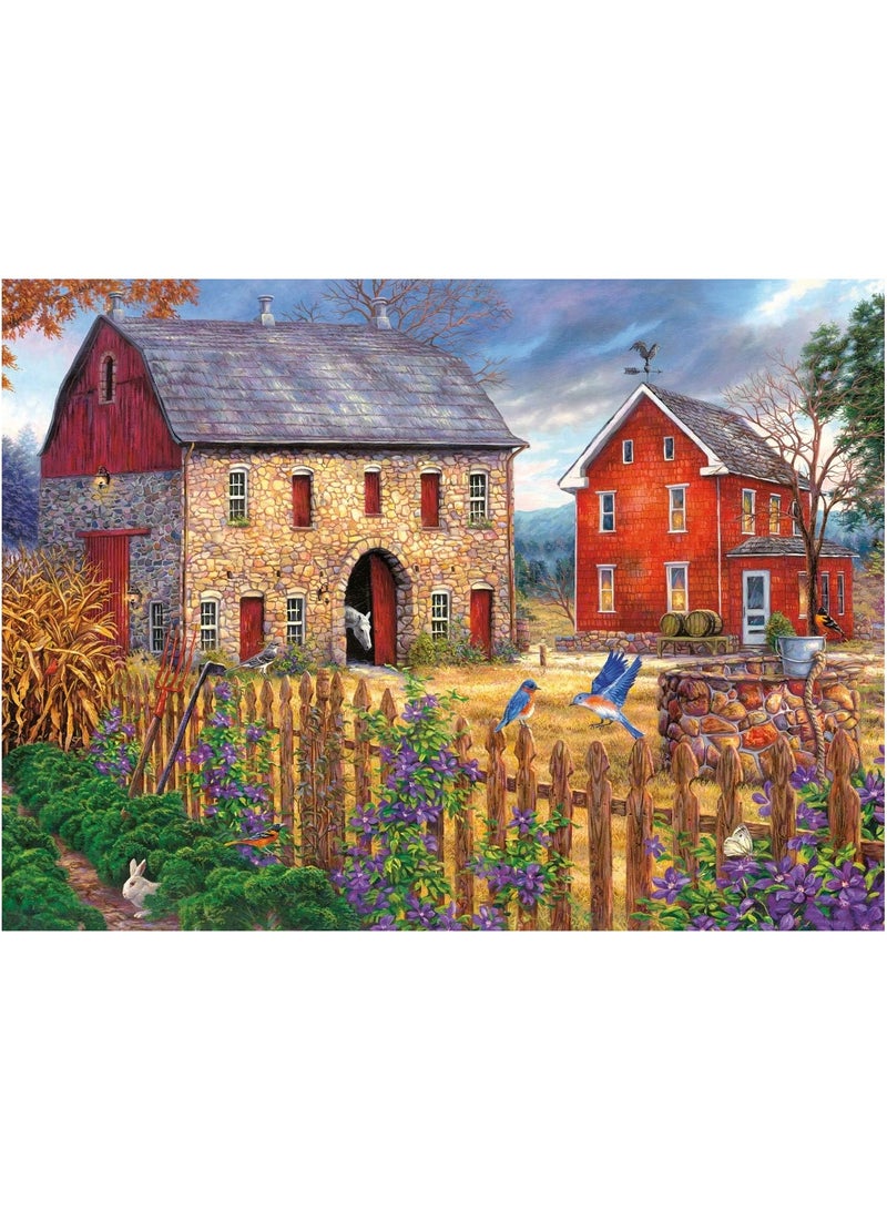 Anna 1000-Piece European Manor Floral Scene Puzzle with Birds - Image 1