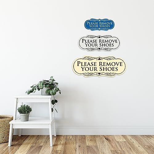 All Quality Designer Please Remove Your Shoes Wall or Door Sign - No Shoes Signage | Easy Installation - Black - Medium (1 Pack) - Image 4