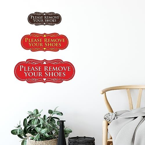 All Quality Designer Please Remove Your Shoes Wall or Door Sign - No Shoes Signage | Easy Installation - Black - Medium (1 Pack) - Image 3
