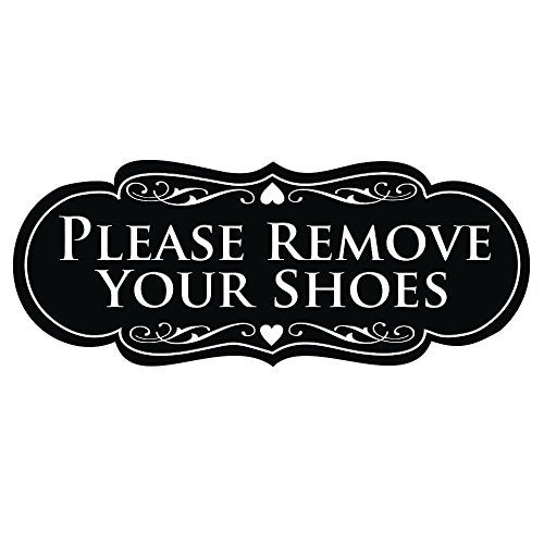All Quality Designer Please Remove Your Shoes Wall or Door Sign - No Shoes Signage | Easy Installation - Black - Medium (1 Pack) - Image 1