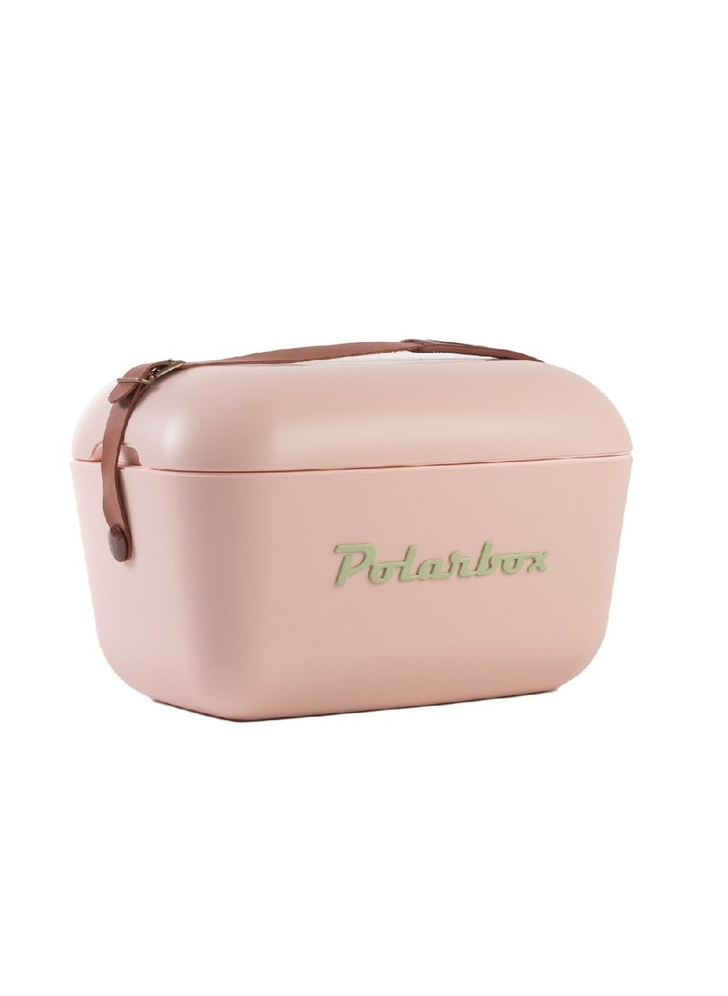 Polarbox Polarbox 12L Classic Cooler Box with Leather Strap, Nude & Olive Green | Rigid Thermal Insulated Ice Box for Beach, ice cooler box for Picnic & Party | Convertible Lid & Polypropylene Insulation  - Image 1