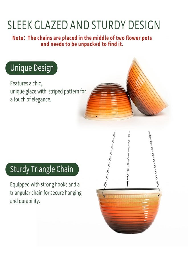 Vanslogreen 10 Inch Hanging Planter, 2 Pack Hanging Planters for Indoor Outdoor Plants Self Watering Hanging Pots with Drainage Holes for Garden Home - Image 3