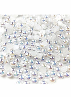 SYOSI 1 Box White AB Round Flatback Imitation Half Round Pearls Bead, Multi-Size Loose Beads Gem for Pearl Nail Art, Crafts, Wedding Decoration  - Image 2