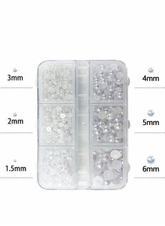 SYOSI 1 Box White AB Round Flatback Imitation Half Round Pearls Bead, Multi-Size Loose Beads Gem for Pearl Nail Art, Crafts, Wedding Decoration  - Image 5
